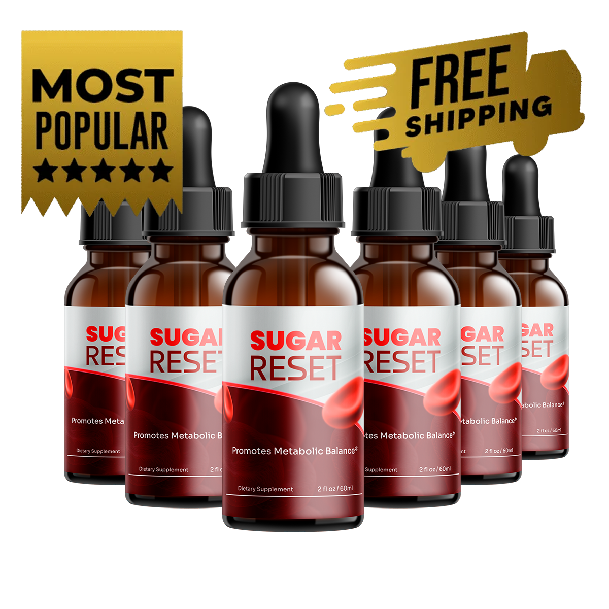 Sugar Reset 6 bottle package — most popular option with free shipping